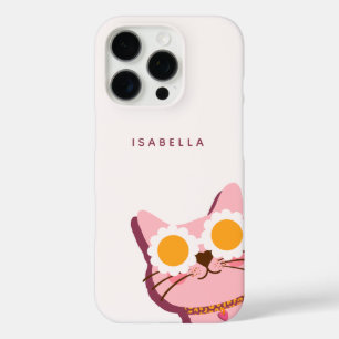 Personalisierter Name Süße Rosa Katze iPhone 16 Pro Hülle