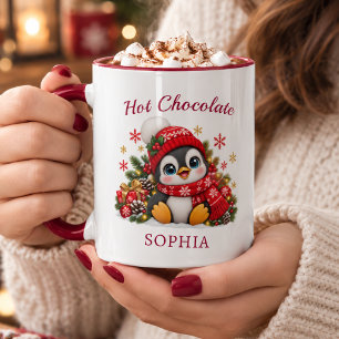 Personalisierter Name Süßer Weihnachts-Pinguin-Kaf Tasse
