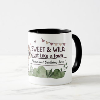 Personalisierter Name Süßes Rehkitz Mädchen Geburt Tasse