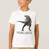 Personalisierter Name T-Rex Tyrannosaurus T-Shirt (Vorderseite)