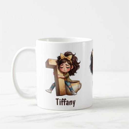 Personalisierter Name & T Schlaftrunkener Morgen K Kaffeetasse (Links)