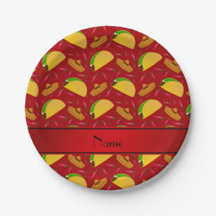 Personalisierter Name Tacos sombreros Chili Pappteller