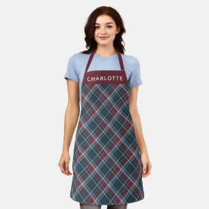 Personalisierter Name Tartan Kariert Red Green Chr Schürze