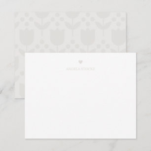 Personalisierter Name Taupe Neutrales Herz Mitteilungskarte