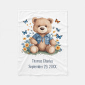 Personalisierter Name Teddy Bear Butterflies Baby Fleecedecke (Vorderseite)