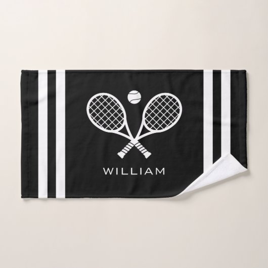 Personalisierter Name Tennis Black Stripes Handtuch (Handtuch)