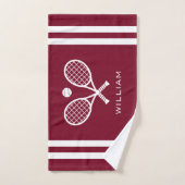 Personalisierter Name Tennis Burgund Streifen Handtuch (Handtuch)