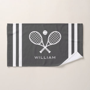 Personalisierter Name Tennis Dunkelgraue Streifen Handtuch
