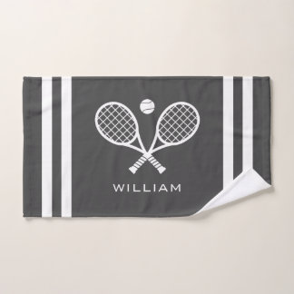 Personalisierter Name Tennis Dunkelgraue Streifen Handtuch