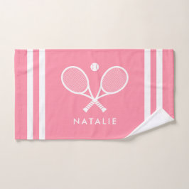 Personalisierter Name Tennis Rosa Streifen Handtuch
