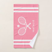 Personalisierter Name Tennis Rosa Streifen Handtuch (Handtuch)