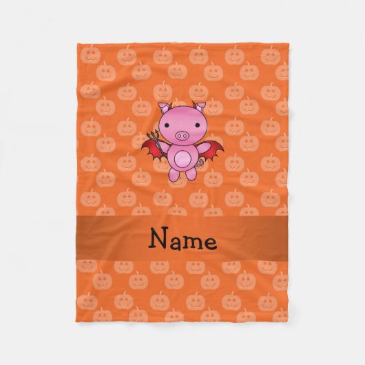 Personalisierter Name Teufel Orangenkürbis Fleecedecke (Vorderseite)