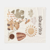 Personalisierter Name Text Boho Woodland Jungtier Fleecedecke (Vorderseite (Horizontal))