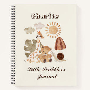 Personalisierter Name Text Boho Woodland Jungtier Notizblock