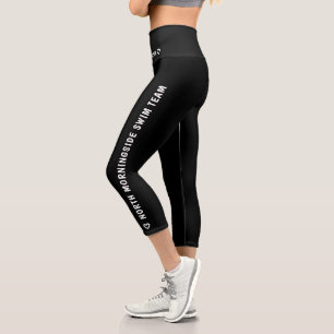 Personalisierter Name Text Logo Einfache Schwarze  Capri Leggings