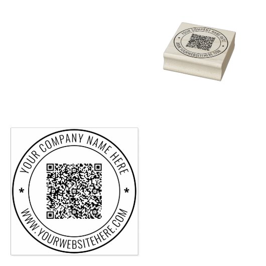 Personalisierter Name Text QR Code Briefmarke rund Gummistempel (Stempel)