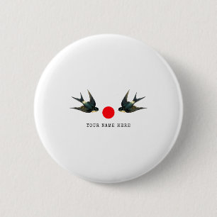 Personalisierter Name Text Schwalbe Japan Vintage Button