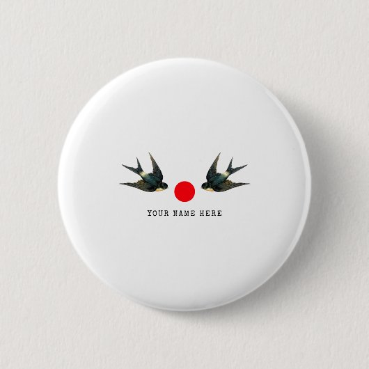 Personalisierter Name Text Schwalbe Japan Vintage Button (Vorderseite)