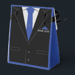 Personalisierter Name Text Schwarzer Anzug Krawatt Geschenkschachtel<br><div class="desc">Personalisierter Eleganter Schwarzer Anzug mit Blue Neck Tie MIGNED Gestalten Sie Ihre Geschenkboxen - Fügen Sie Ihren Namen / Text mit Anpassungs-Tool ! Wählen Sie Schriftart / Größe / Farbe! Viel Glück - Seien Sie glücklich :)</div>