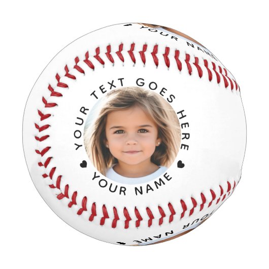 Personalisierter Name Text und Foto Baseball (Vorderseite Links)
