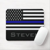 Personalisierter Name Thin Blue Line-Flag Mousepad (Mit Mouse)