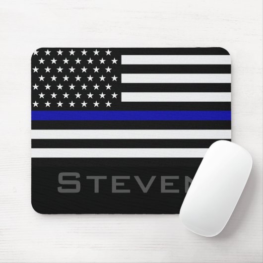 Personalisierter Name Thin Blue Line-Flag Mousepad (Mit Mouse)