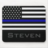 Personalisierter Name Thin Blue Line-Flag Mousepad (Vorne)
