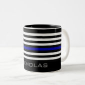Personalisierter Name Thin Blue Line-Flag Zweifarbige Tasse (VorderseiteRechts)