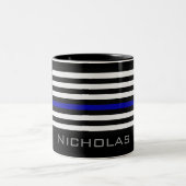 Personalisierter Name Thin Blue Line-Flag Zweifarbige Tasse (Mittel)