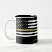 Personalisierter Name Thin Gold Line Glitzer-Flag Zweifarbige Tasse (Links)
