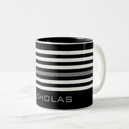 Personalisierter Name Thin Gray Line-Flag Zweifarbige Tasse (VorderseiteRechts)