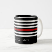 Personalisierter Name Thin Red Line-Flag Zweifarbige Tasse (VorderseiteRechts)