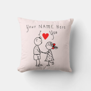 Personalisierter Name Throw Kissen mit Couple-Lieb
