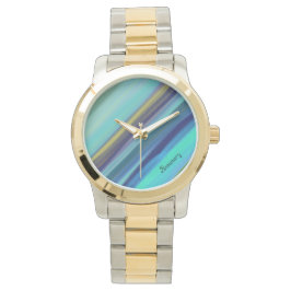 Personalisierter Name Tiefsee Ozean Blautöne Armbanduhr