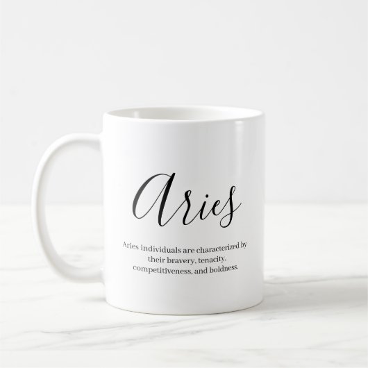 Personalisierter Name, Tierzeichen, Merkmale Tasse (Links)