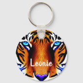 Personalisierter Name Tiger Cat Face Head Süße Tie Schlüsselanhänger (Vorderseite)