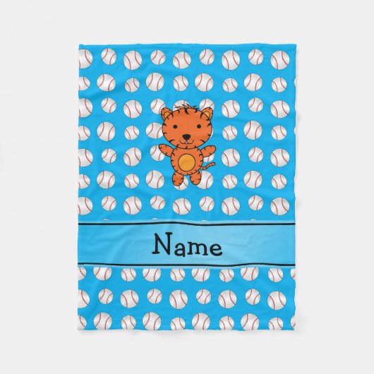 Personalisierter Name Tigerblau Fleecedecke (Vorderseite)