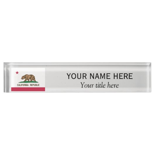 Personalisierter Name Titel California Republic Namensplakette (Vorderseite)
