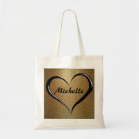 Personalisierter Name Tote Tag auf Gold & Black He