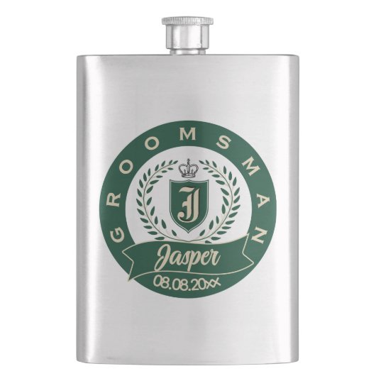 Personalisierter Name Trauzeuge Hochzeitsdatum Her Flachmann (Vorderseite)