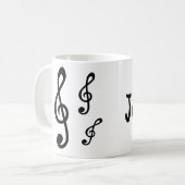 Personalisierter Name Treble Clefs Musikernotes Mu Kaffeetasse (Vorderseite Links)