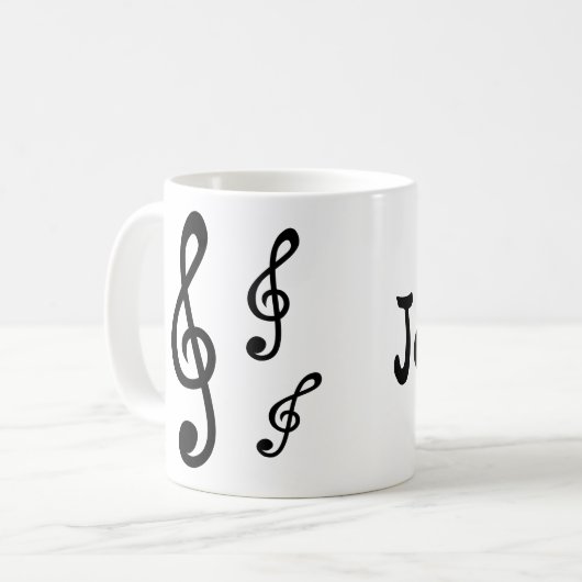 Personalisierter Name Treble Clefs Musikernotes Mu Kaffeetasse (Vorderseite Links)