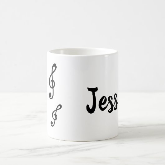 Personalisierter Name Treble Clefs Musikernotes Mu Kaffeetasse (Mittel)