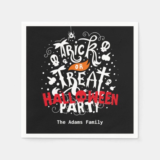 Personalisierter Name Trick oder Halloween-Party b Serviette (Vorderseite)