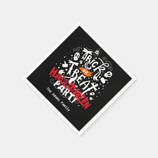 Personalisierter Name Trick oder Halloween-Party b Serviette (Ecke)