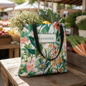 Personalisierter Name Tropische Blumen Tasche