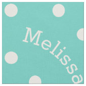Personalisierter Name Türkis Aquamarin Blue Polka  Stoff (Nahaufnahme)