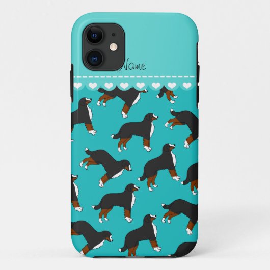 Personalisierter Name Türkis Bernese Mountain Hund Case-Mate iPhone Hülle (Rückseite)