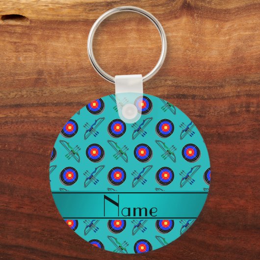 Personalisierter Name Türkis Bogenschießen Schlüsselanhänger (Vorderseite)