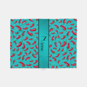Personalisierter Name Türkis Chili Pfeffer Fleecedecke (Vorderseite (Horizontal))